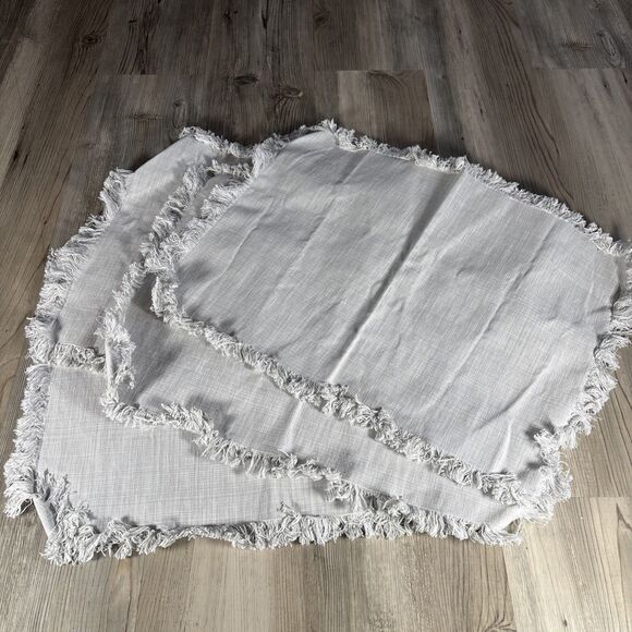 Ralph Lauren Home Light Gray Fringe Placemats Set Of 4 - Picture 8 of 8